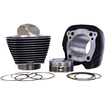 S&S 132" Big Bore Cylinder Kit - Black/Highlighted Fins - M8