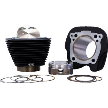 S&S 132" Big Bore Cylinder Kit - Black/Highlighted Fins - M8