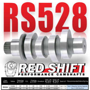 Red Shift Cams® RS528 Cam Specifically Developed for Generation II Milwaukee-Eight® Engines