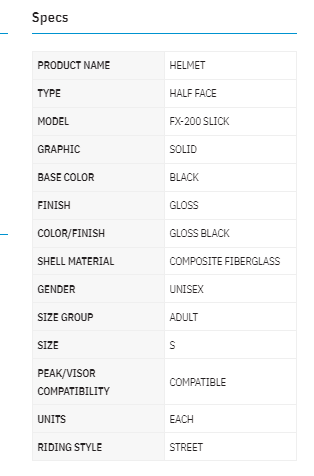 FX-200 Slick Helmet - Gloss Black