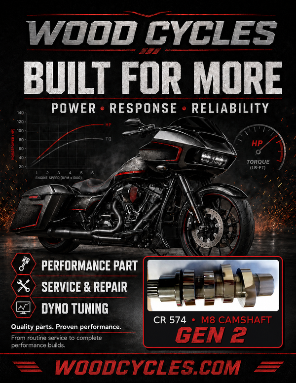 Cycle-Rama CR574 M8 Bolt-In Camshaft only or with install Kit for 117 & 121 Gen 2