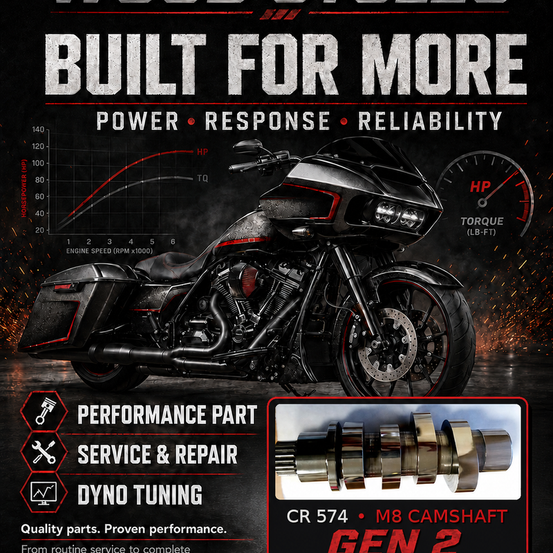 Cycle-Rama CR574 M8 Bolt-In Camshaft only or with install Kit for 117 & 121 Gen 2